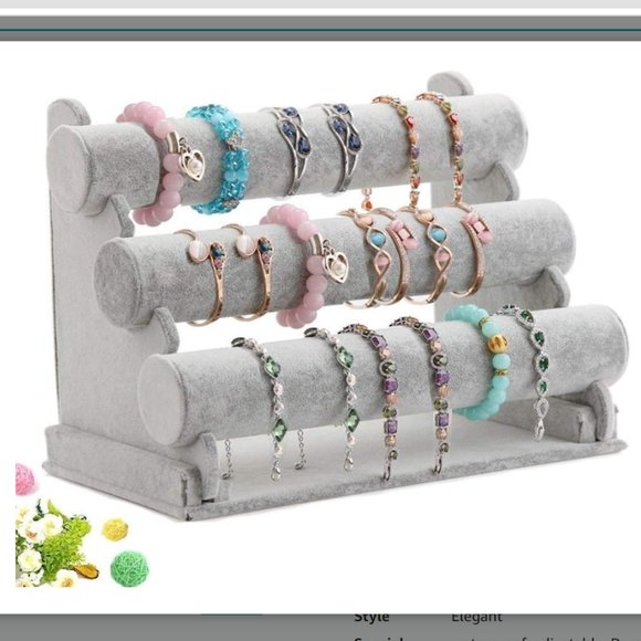 3 Tier T-Bar Jewelry Display Stand Necklace Bangle Bracelet watch Organizer - Picture 4 of 6